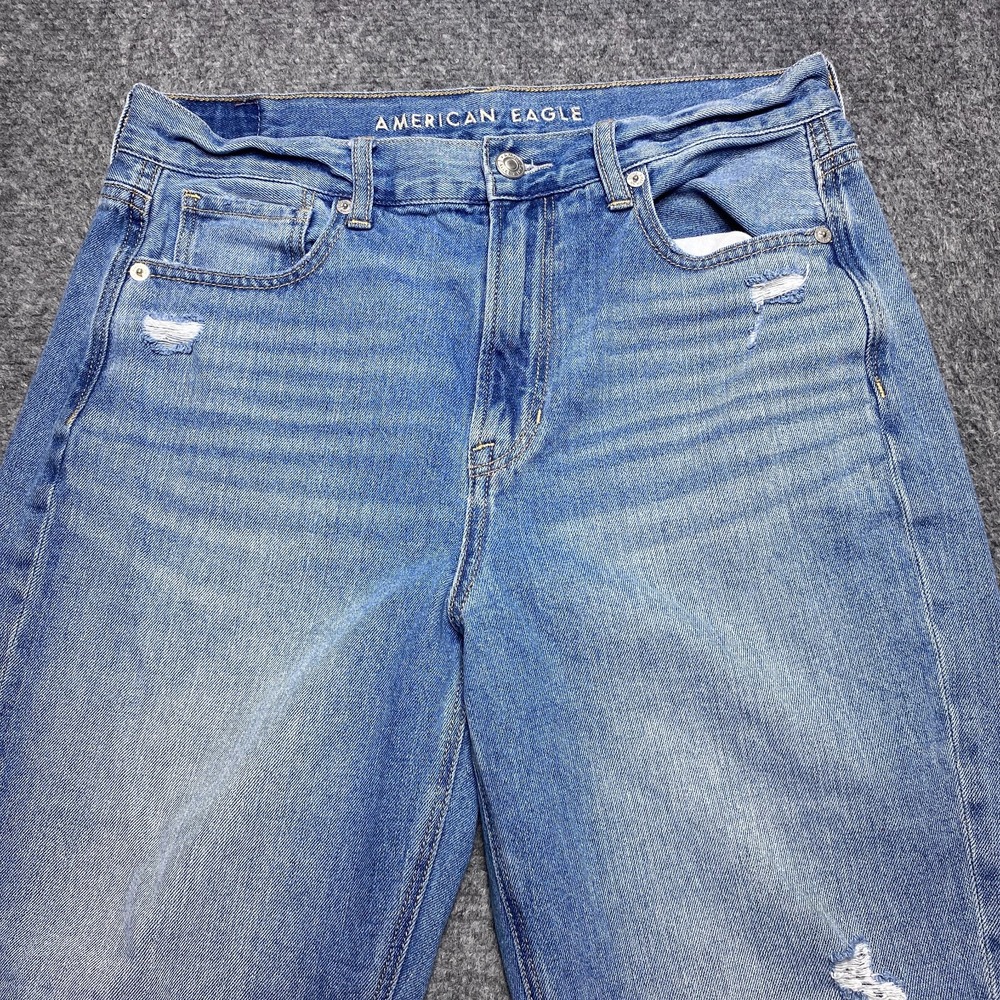 American Eagle Jeans Womens 8 Short Blue Mom Straight Distressed - Picture 2 of 12